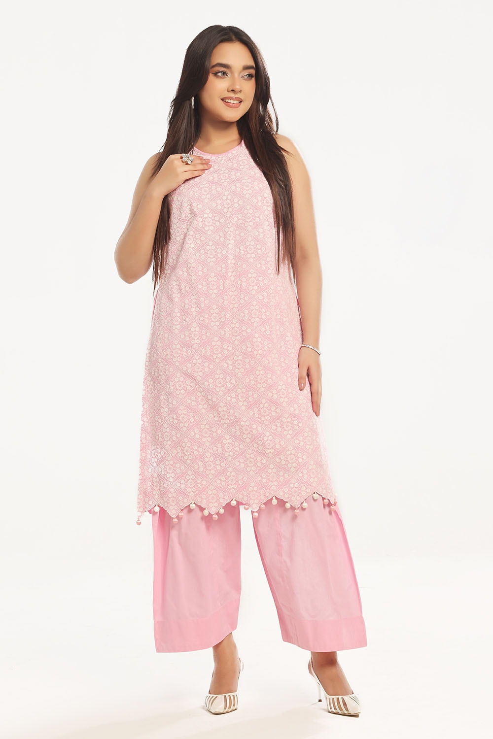 UAE -2 Piece Unstitched Embroidered Lawn Shirt with Dyed Trouser TL-52095