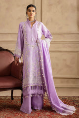 UAE -3 Piece Unstitched Embroidered Lawn Suit with Embroidered Leno Dupatta PM-52034