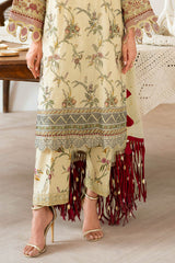 UAE -3 Piece Unstitched Embroidered Printed Monar Slub Suit with Embroidered Net Dupatta FE-52010