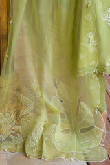 UAE -3 Piece Unstitched Lacquer Printed Lawn Suit with Embroidered Organza Dupatta OG-52001