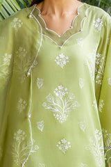 UAE -3 Piece Unstitched Lacquer Printed Lawn Suit with Embroidered Organza Dupatta OG-52001