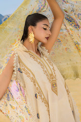 UAE -3 Piece Unstitched Printed Lawn Suit with Embroidered Chiffon Dupatta BCT-52013