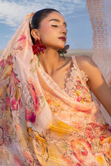 UAE -3 Piece Unstitched Printed Lawn Suit with Embroidered Chiffon Dupatta BCT-52016