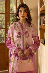 UAE -3 Piece Unstitched Embroidered Lawn Suit with Embroidered Chiffon Dupatta BM-52014