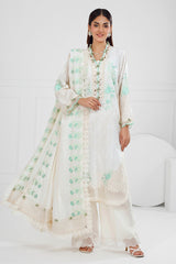 UAE -3 Piece Unstitched Embroidered Stripe Suit with Embroidered Stripe Dupatta FE-52014