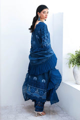 UAE -3 Piece Unstitched Embroidered Paper Cotton Self Jacquard Suit with Zari Stripe Dupatta FE-52004