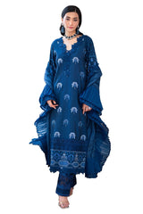 UAE -3 Piece Unstitched Embroidered Paper Cotton Self Jacquard Suit with Zari Stripe Dupatta FE-52004