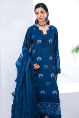 UAE -3 Piece Unstitched Embroidered Paper Cotton Self Jacquard Suit with Zari Stripe Dupatta FE-52004