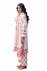 UAE -3PC Unstitched Jacquard Printed Suit with Denting Lawn Dupatta MJ-42043
