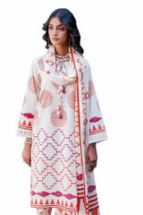 UAE -3PC Unstitched Jacquard Printed Suit with Denting Lawn Dupatta MJ-42043