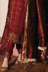 UAE -3 Piece Unstitched Embroidered Raw Silk Suit with Banarsi Dupatta FE-52075
