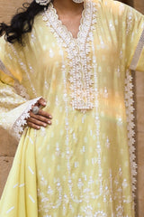 UAE -3 Piece Unstitched Embroidered Paper Cotton Suit with Embroidered Paper Cotton Dupatta FE-52080