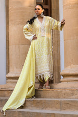 UAE -3 Piece Unstitched Embroidered Paper Cotton Suit with Embroidered Paper Cotton Dupatta FE-52080
