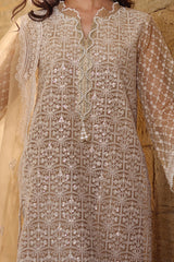 UAE -3 Piece Unstitched Embroidered Organza Suit with Embroidered Organza Dupatta FE-52087