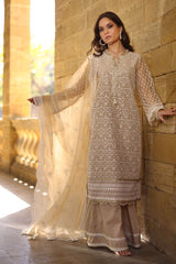UAE -3 Piece Unstitched Embroidered Organza Suit with Embroidered Organza Dupatta FE-52087