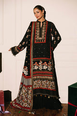 UAE -3 Piece Unstitched Embroidered Raw Silk Suit with Raw Silk Dupatta FE-52091