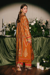 UAE -3 Piece Unstitched Embroidered Paper Cotton Suit with Paper Cotton Dupatta FE-52092