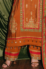 UAE -3 Piece Unstitched Embroidered Paper Cotton Suit with Paper Cotton Dupatta FE-52092