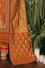 UAE -3 Piece Unstitched Embroidered Paper Cotton Suit with Paper Cotton Dupatta FE-52092