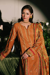 UAE -3 Piece Unstitched Embroidered Paper Cotton Suit with Paper Cotton Dupatta FE-52092