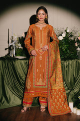 UAE -3 Piece Unstitched Embroidered Paper Cotton Suit with Paper Cotton Dupatta FE-52092