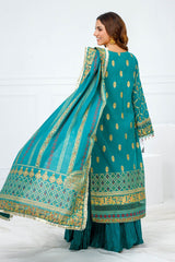 UAE -3 Piece Unstitched Embroidered Paper Cotton Suit with Paper Cotton Dupatta FE-52096