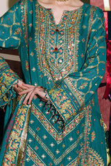 UAE -3 Piece Unstitched Embroidered Paper Cotton Suit with Paper Cotton Dupatta FE-52096