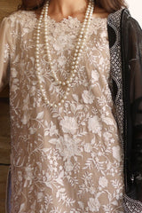UAE -3 Piece Unstitched Embroidered Cotton Net Suit with Embroidered Cotton Net Dupatta FE-52099