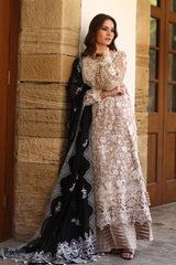 UAE -3 Piece Unstitched Embroidered Cotton Net Suit with Embroidered Cotton Net Dupatta FE-52099