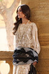 UAE -3 Piece Unstitched Embroidered Cotton Net Suit with Embroidered Cotton Net Dupatta FE-52099