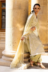 UAE -3 Piece Unstitched Embroidered Lawn Suit with Embroidered Chiffon Dupatta FE-52104