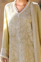 UAE -3 Piece Unstitched Embroidered Lawn Suit with Embroidered Chiffon Dupatta FE-52104