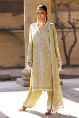 UAE -3 Piece Unstitched Embroidered Lawn Suit with Embroidered Chiffon Dupatta FE-52104