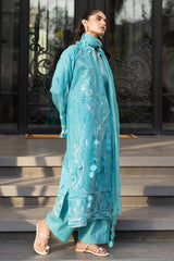 UAE -3 Piece Unstitched Embroidered Lawn Suit with Embroidered Chiffon Dupatta FE-52109
