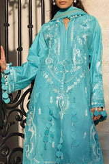 UAE -3 Piece Unstitched Embroidered Lawn Suit with Embroidered Chiffon Dupatta FE-52109