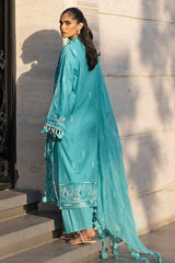UAE -3 Piece Unstitched Embroidered Lawn Suit with Embroidered Chiffon Dupatta FE-52109