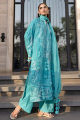 UAE -3 Piece Unstitched Embroidered Lawn Suit with Embroidered Chiffon Dupatta FE-52109