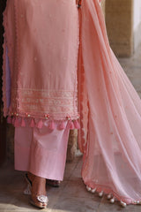UAE -3 Piece Unstitched Embroidered Lawn Suit with Embroidered Chiffon Dupatta FE-52120