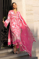 UAE -3 Piece Unstitched Embroidered Lawn Suit with Embroidered Chiffon Dupatta FE-52123