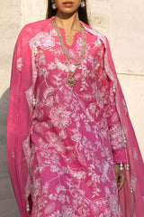UAE -3 Piece Unstitched Embroidered Lawn Suit with Embroidered Chiffon Dupatta FE-52123
