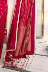 UAE -3 Piece Unstitched Embroidered Raw Silk Suit with Jacquard Dupatta FE-52124