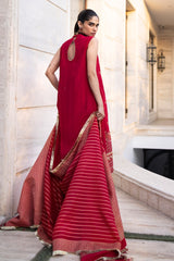 UAE -3 Piece Unstitched Embroidered Raw Silk Suit with Jacquard Dupatta FE-52124