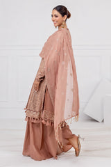 UAE -3 Piece Unstitched Embroidered Chiffon Suit with Embroidered Chiffon Dupatta FE-52132