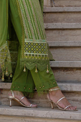 UAE -3 Piece Unstitched Embroidered Chiffon Suit with Embroidered Chiffon Dupatta FE-52134