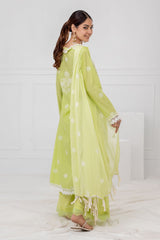 UAE -3 Piece Unstitched Embroidered Lawn Suit with Embroidered Chiffon Dupatta FE-52142