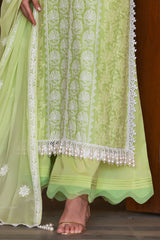 UAE -3 Piece Unstitched Embroidered Lawn Suit with Embroidered Chiffon Dupatta FE-52142