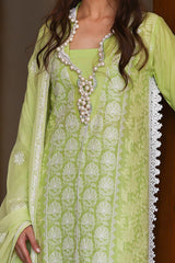 UAE -3 Piece Unstitched Embroidered Lawn Suit with Embroidered Chiffon Dupatta FE-52142