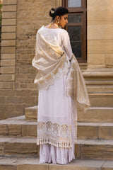 UAE -3 Piece Unstitched Embroidered Paper Cotton Suit with Embroidered Mehsuri Dupatta FE-52144