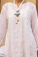 UAE -3 Piece Unstitched Embroidered Paper Cotton Suit with Embroidered Mehsuri Dupatta FE-52144