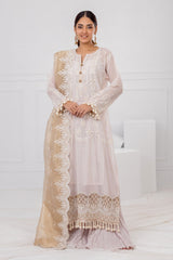 UAE -3 Piece Unstitched Embroidered Paper Cotton Suit with Embroidered Mehsuri Dupatta FE-52144